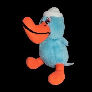 B. J. Toy Co Blue Pelican Plush Orange Beak Soft Stuffed Animal 8 in
